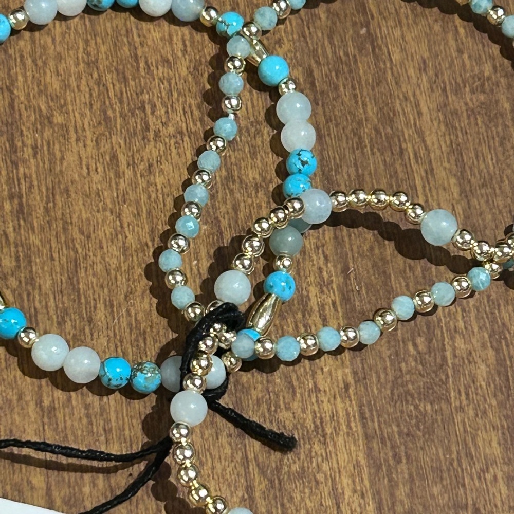 SHIVAM Made In India Set Of 3 Quartz Magnesite Gemstone Stretch Bracelets NWTS - Picture 9 of 11